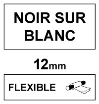 Dymo S0718100/18488 IND Rhino ruban nylon flexible 12 mm (marque 123encre) - noir sur blanc 088715 - 1