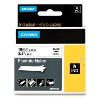 Dymo S0718120/18489 IND Rhino ruban d'étiquettes nylon flexible 19 mm (d'origine) - noir sur blanc 088716