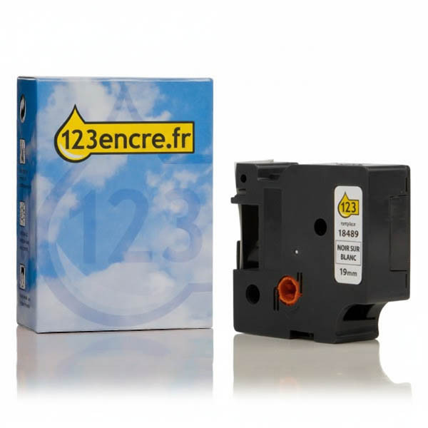 Dymo S0718120/18489 IND Rhino ruban nylon flexible 19 mm (marque 123encre) - noir sur blanc 088717 - 1