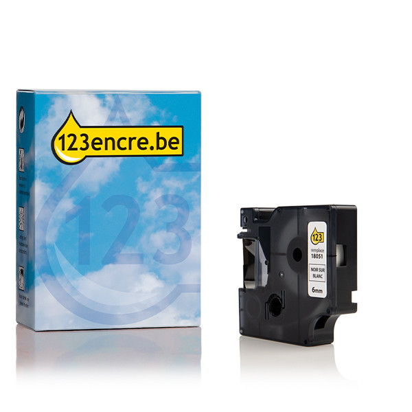 Dymo S0718260/18051 IND Rhino ruban d'étiquettes thermorétractables 6 mm (marque 123encre) - noir sur blanc 088695 - 1