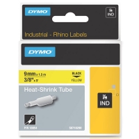Dymo S0718290/18054 IND Rhino ruban d'étiquettes thermorétractables 9 mm (d'origine) - noir sur jaune 088706