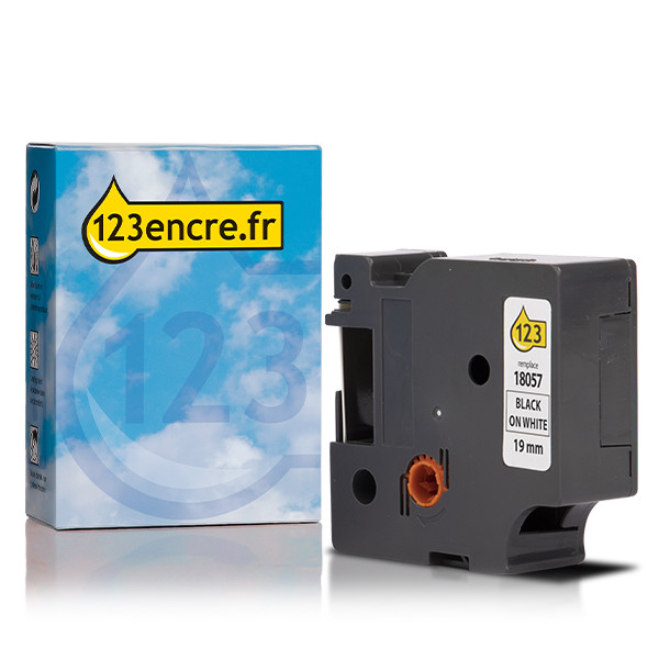 Dymo S0718330/18057 IND Rhino ruban d'étiquettes thermorétractables - noir sur blanc 19 mm (marque 123encre) 088701 - 1