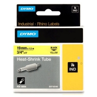 Dymo S0718340/18058 IND Rhino ruban d'étiquettes thermorétractables 19 mm (d'origine) - noir sur jaune 088710
