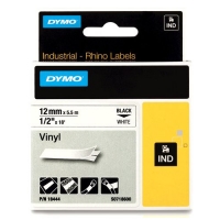 Dymo S0718600/18444 IND Rhino ruban d'étiquettes vinyle 12 mm (d'origine) - noir sur blanc 088602
