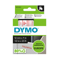 Dymo S0720520/45012 ruban 12 mm (d'origine) - rouge sur transparent 088204