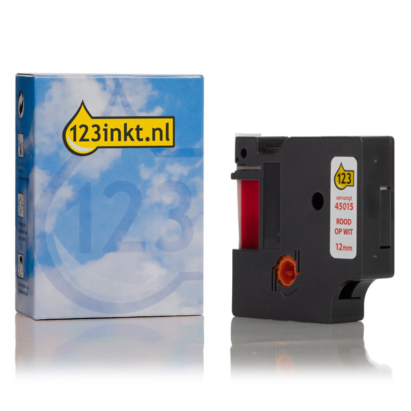 Dymo S0720550/45015 ruban 12 mm (marque 123encre) - rouge sur blanc 088211 - 1