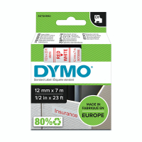 Dymo S0720550/45015 ruban d'étiquettes 12 mm (d'origine) - rouge sur blanc 088210