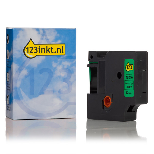 Dymo S0720590/45019 ruban 12 mm (marque 123encre) - noir sur vert 088219 - 1