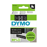Dymo S0720610/45021 ruban d'étiquettes 12 mm (d'origine) - blanc sur noir 088222