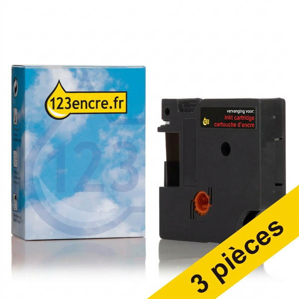 Dymo S0720610/45021 ruban d'étiquettes 12 mm (marque 123encre) - blanc sur noir 088223 - 1