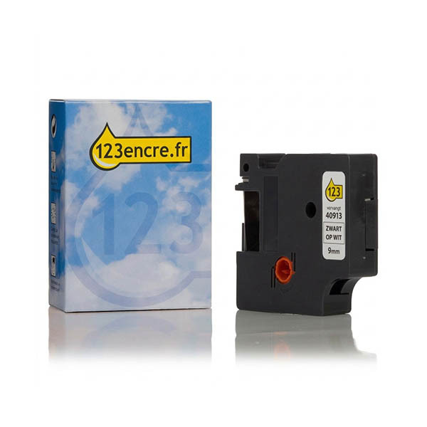 Dymo S0720680/40913 ruban d'étiquettes 9 mm (marque 123encre) - noir sur blanc 088107 - 1