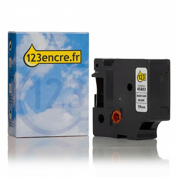 Dymo S0720830 / 45803 ruban 19 mm (marque 123encre) - noir sur blanc 088403 - 1