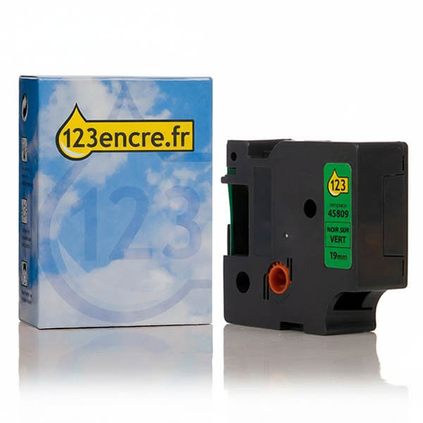 Dymo S0720890 / 45809 ruban 19 mm (marque 123encre) - noir sur vert 088415 - 1