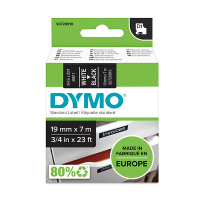 Dymo S0720910/45811 ruban d'étiquettes 19 mm (d'origine) - blanc sur noir 088418