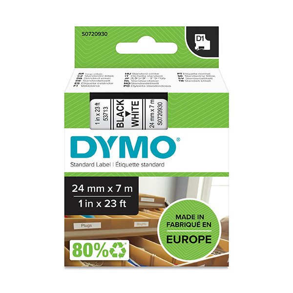 Dymo S0720930/53713 Ruban d'étiquettes 24 mm (d'origine) - noir sur blanc 088422 - 1