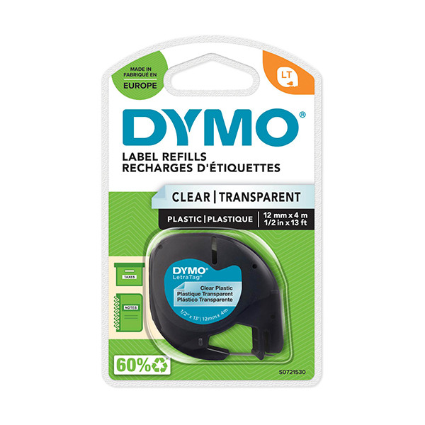 Dymo S0721530/12267 ruban à étiquettes plastique 12 mm (d'origine) - transparent 088312 - 1