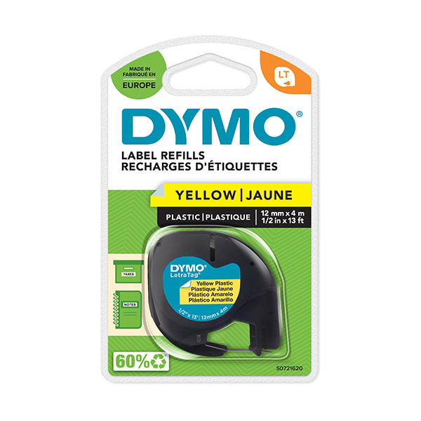 Dymo S0721620/91202 ruban d'étiquettes plastique 12 mm (d'origine) - jaune 088304 - 1