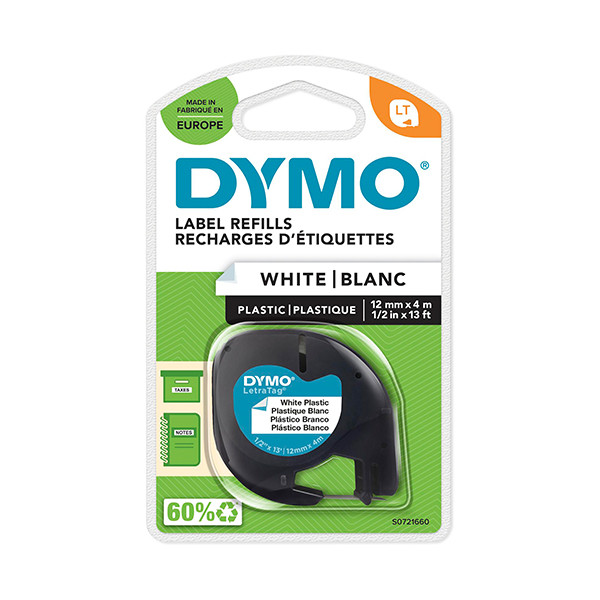 Dymo S0721660 / 91221 ruban plastique 12 mm (d'origine) - blanc 088320 - 1