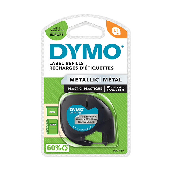 Dymo S0721730/91208 ruban d'étiquettes 12 mm (d'origine) - argent métallisé 088314 - 1