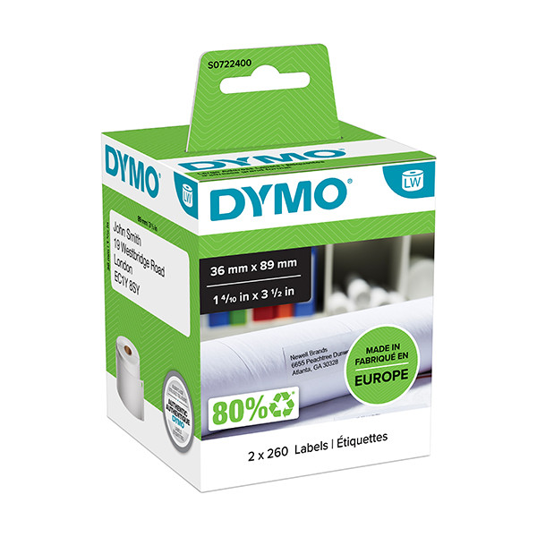 Dymo S0722400/99012 étiquettes d'adresse larges 2 rouleaux (d'origine) 088504 - 1