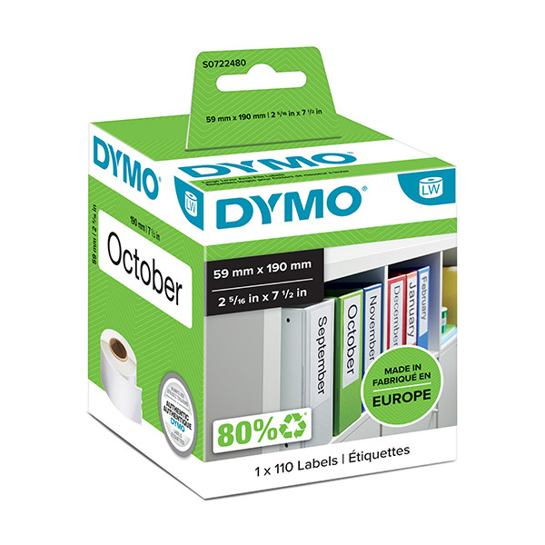 Dymo S0722480/99019 étiquettes pour classeur, format large (d'origine) 088514 - 1