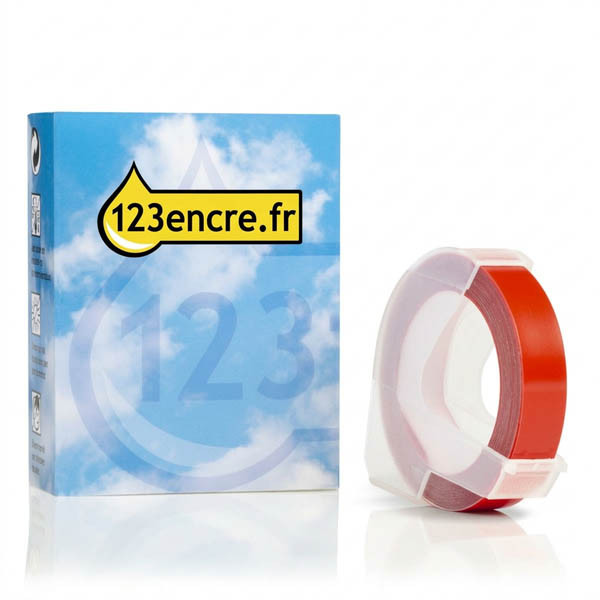 Dymo S0898150 / 520102 ruban d'étiquettes en relief (marque 123encre) - blanc sur rouge 088445 - 1