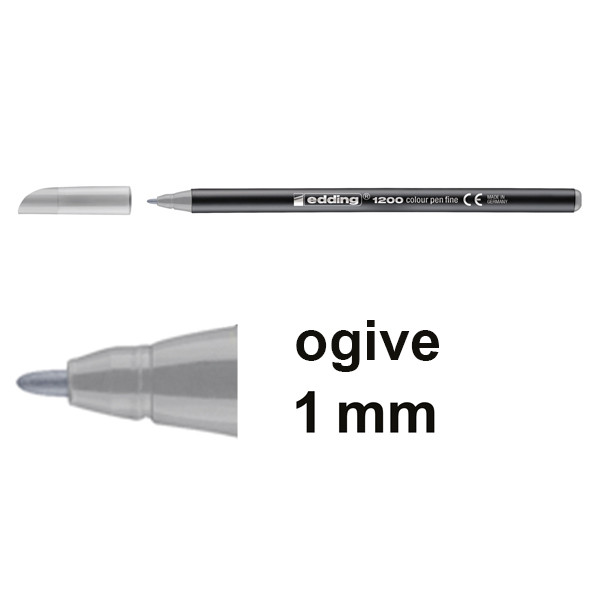 Edding 1200 feutre de coloriage (1 mm ogive) - gris argenté 239385 - 1