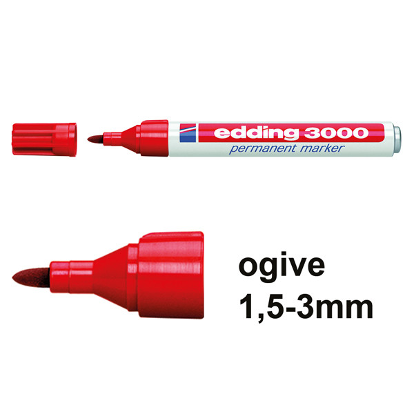 Edding 3000 marqueur permanent (1,5 - 3 mm ogive) - rouge 200502 - 1