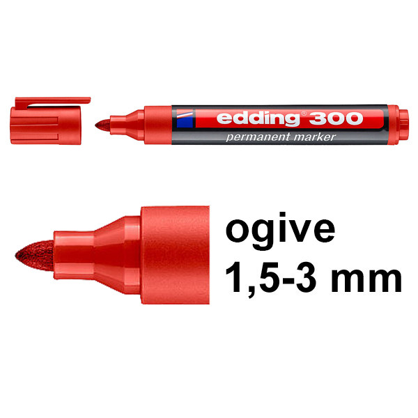 Edding 300 marqueur permanent (1,5 - 3 mm ogive) - rouge 246318 - 1