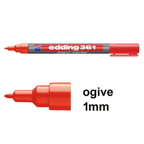 Edding 361 marqueur pour tableau blanc (1 mm - ogive) - rouge 200656 - 1