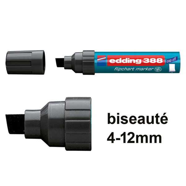 Edding 388 marqueur pour chevalet (4 - 12 mm biseauté) - noir 200946 - 1