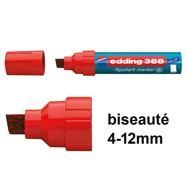 Edding 388 marqueur pour chevalet (4 - 12 mm biseauté) - rouge 200947 - 1