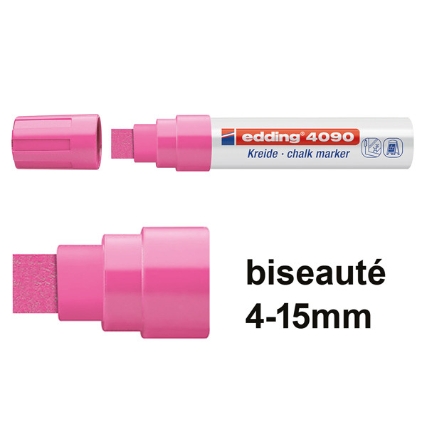 Edding 4090 marqueur craie liquide (4 - 15 mm biseauté) - rose fluo 200896 - 1