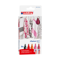 Edding 4500 set de marqueurs textiles couleurs chaudes 5 pièces (2 - 3 mm ogive) 404857