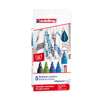 Edding 4500 set de marqueurs textiles couleurs froides 5 pièces (2 - 3 mm ogive) 404858