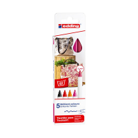 Edding 4600 set de marqueurs textiles couleurs chaudes 5 pièces (1 mm ogive) 404853