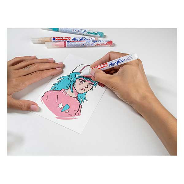 Edding 5300 marqueur acrylique (1 - 2 mm ogive) - blanc trafic 240197 - 2