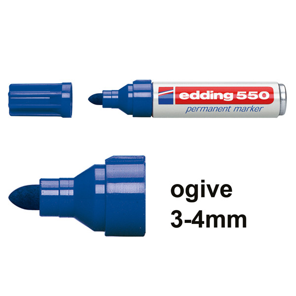 Edding 550 marqueur permanent (3 - 4 mm ogive) - bleu 200833 - 1