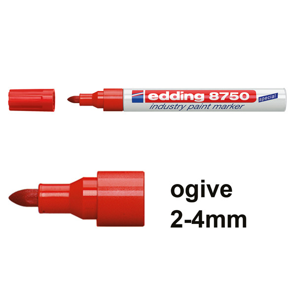 Edding 8750 marqueur peinture spécial industrie (2 - 4 mm ogive) - rouge 200772 - 1