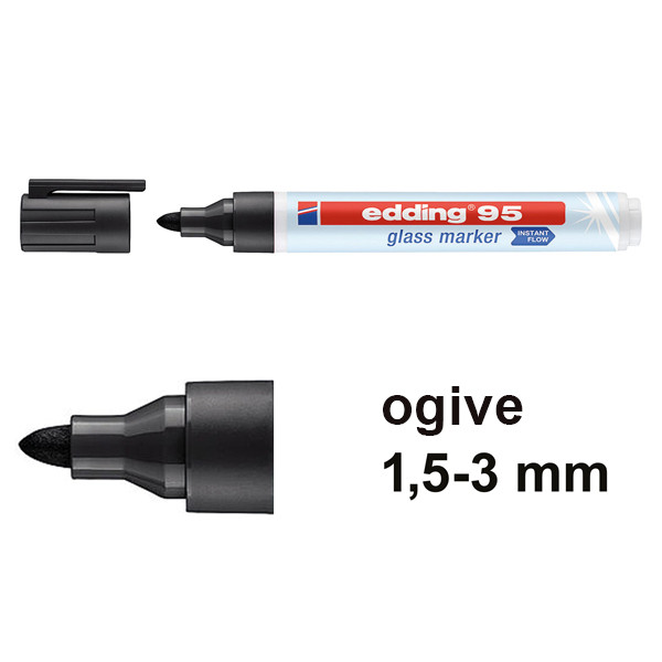 Edding 95 marqueur pour tableaux en verre (1,5 - 3 mm ogive) - noir 240585 - 1