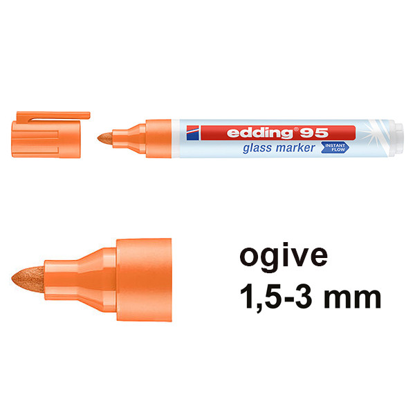 Edding 95 marqueur pour tableaux en verre (1,5 - 3 mm ogive) - orange 240587 - 1