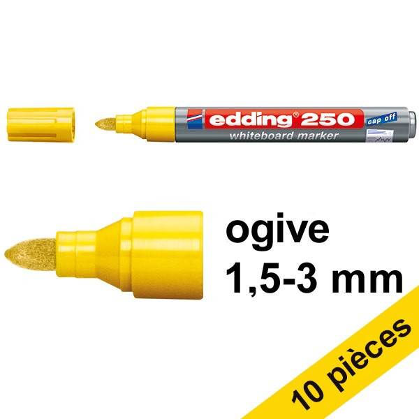 Offre: 10x Edding 250 marqueur pour tableau blanc (1,5 - 3 mm ogive) - jaune 262311 - 1