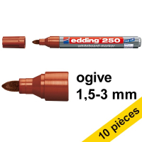 Offre: 10x Edding 250 marqueur pour tableau blanc (1,5 - 3 mm ogive) - marron