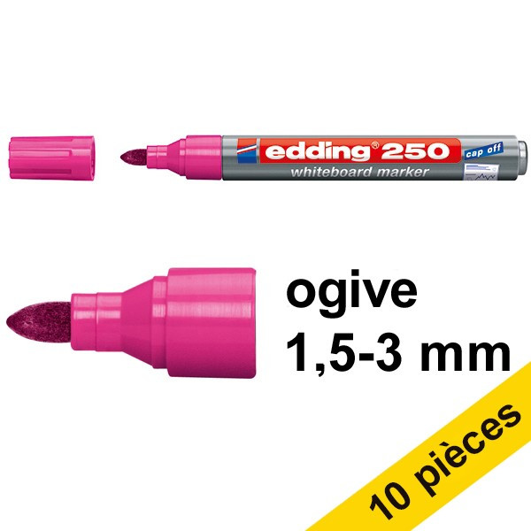 Offre: 10x Edding 250 marqueur pour tableau blanc (1,5 - 3 mm ogive) - rose 262315 - 1