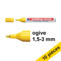 Offre: 10x Edding 3000 marqueur permanent (1,5 - 3 mm ogive) - jaune