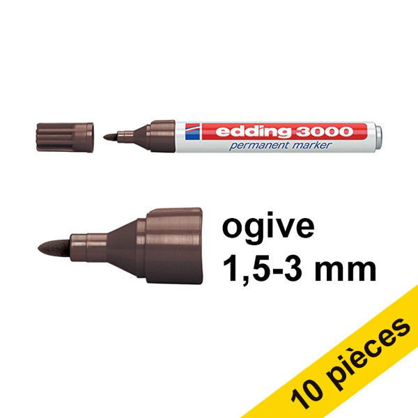 Offre: 10x Edding 3000 marqueur permanent (1,5 - 3 mm ogive) - marron foncé 240570 - 1
