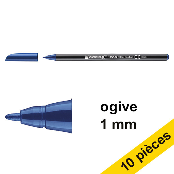 Offre : 10x Edding 1200 feutre (1 mm ogive) - bleu acier 239590 - 1