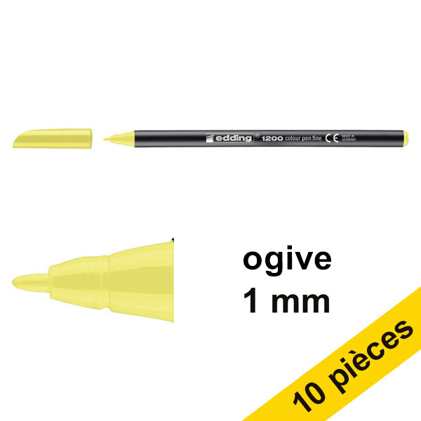 Offre : 10x Edding 1200 feutre (1 mm ogive) - jaune fluo 239576 - 1