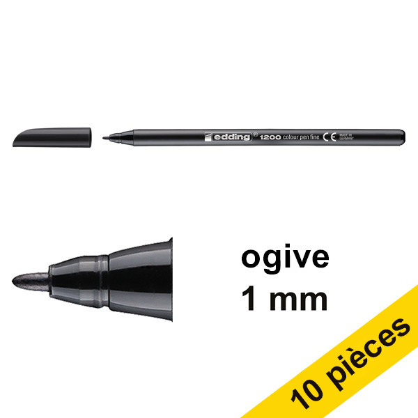 Offre : 10x Edding 1200 feutre (1 mm ogive) - noir 239595 - 1