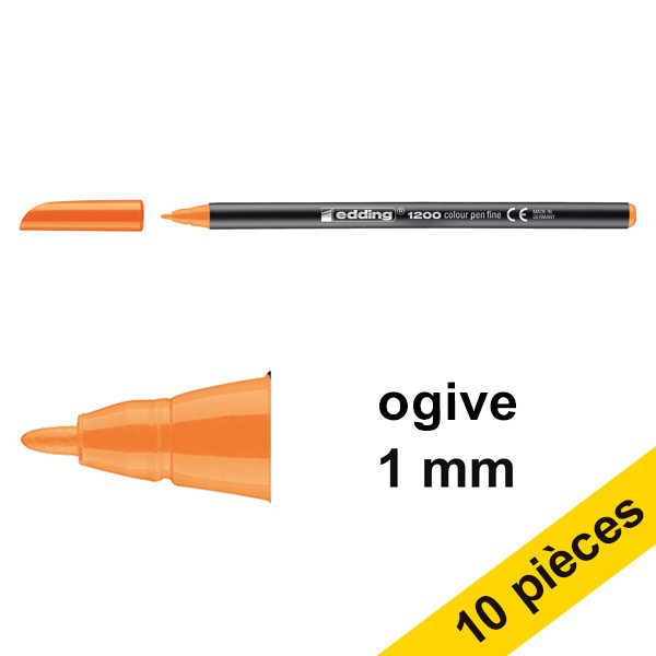 Offre : 10x Edding 1200 feutre (1 mm ogive) - orange fluo 239578 - 1
